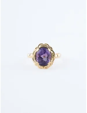 Bague Panier Ciselé Or Jaune & Amethyste