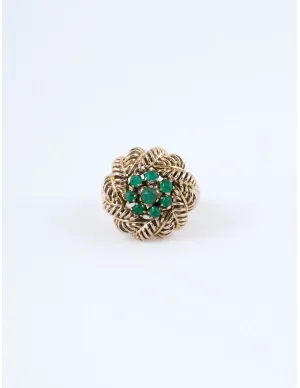Bague Chou Or Jaune & Emeraudes