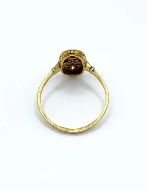 Bague Vintage Art-déco Or Jaune, Or Blanc et Diamants 2