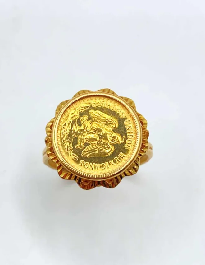 Bague Ancienne Or Jaune & Pièce d'Or 2 Pesos