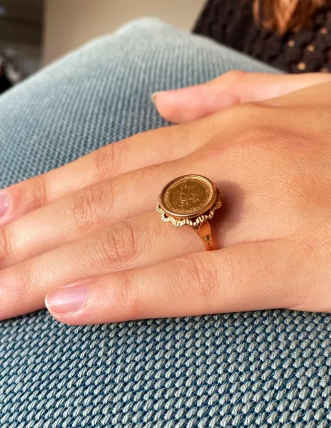 Bague Ancienne Or Jaune & Pièce d'Or 2 Pesos