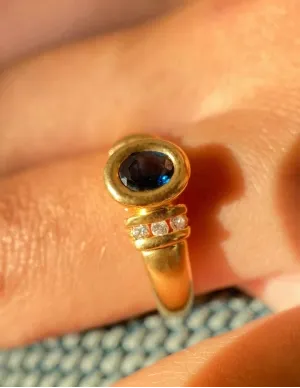 Bague Or Jaune 18k, Saphir & Diamants 2