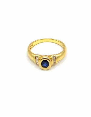 Bague Or Jaune 18k, Saphir & Diamants