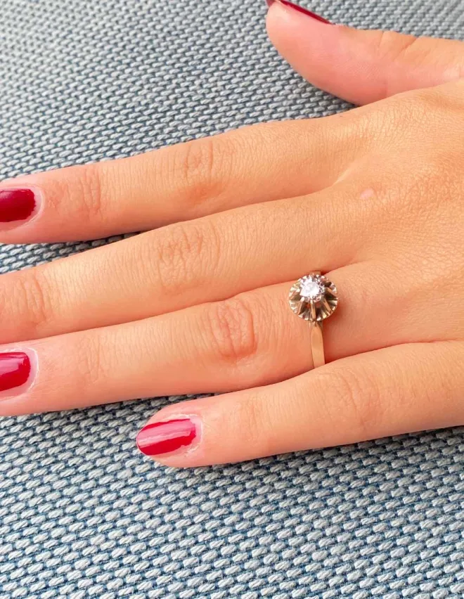 Bague Or Blanc & Diamant Solitaire
