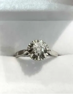 Bague Or Blanc & Diamant Solitaire