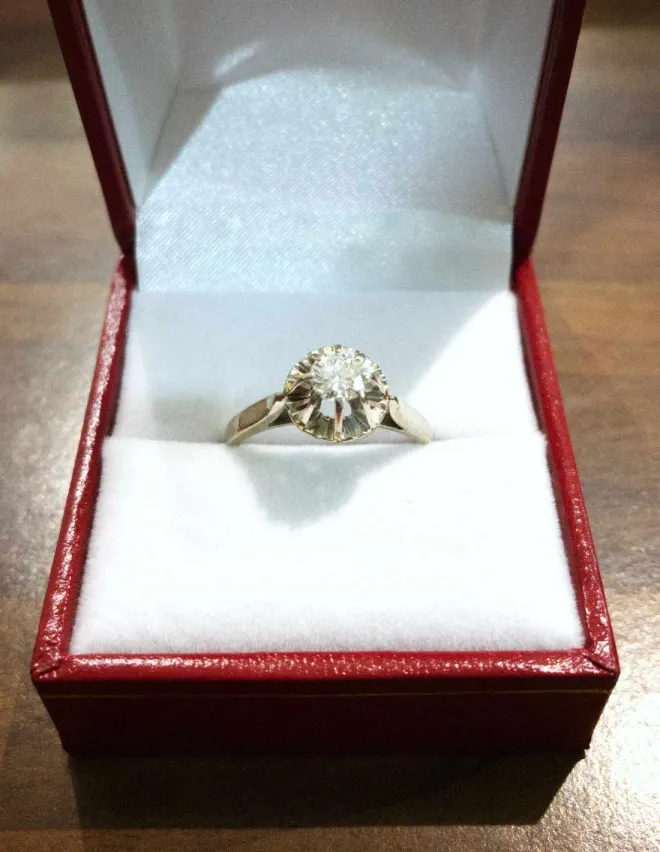 Bague Or Blanc & Diamant Solitaire
