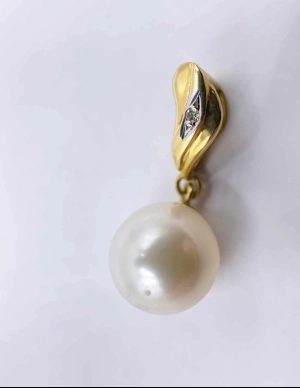 Pendentif Or Jaune, Perle de culture & Diamant