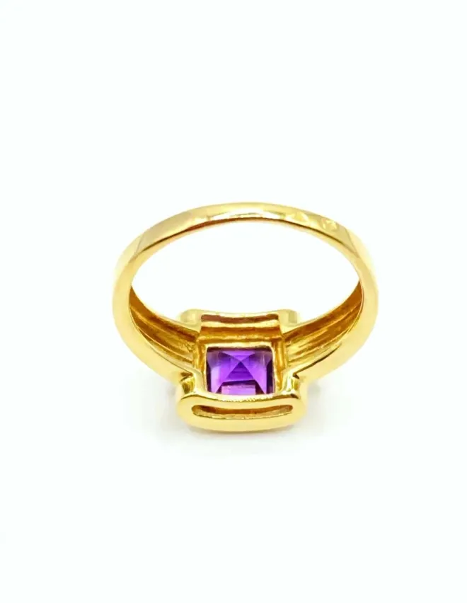 Bague Or Jaune, Or blanc, Améthyste et Diamants