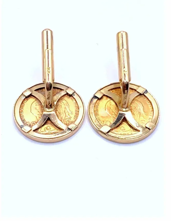 Paire de Boutons de Manchette Pièces Montées 10 Francs Marianne