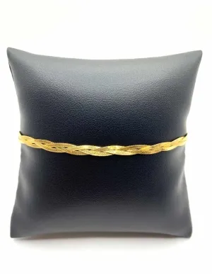 Bracelet Plat Tressé Or Jaune 18K