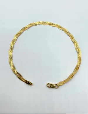 Bracelet Plat Tressé Or Jaune 18K 2