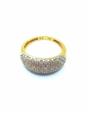 Bague Jonc en Or Jaune 18K Pavée de Diamants