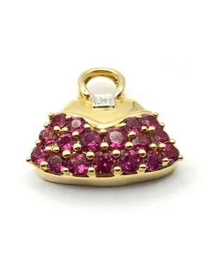 Pendentif " Sac à Main" Or 18K, Rubis & Diamant 2