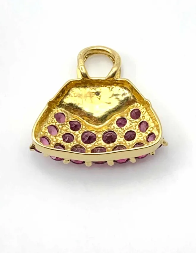 Pendentif " Sac à Main" Or 18K, Rubis & Diamant