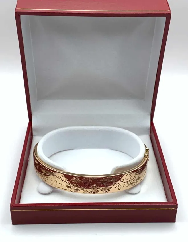 Bracelet Ancien Jonc Filigrane Ouvrant Or 18K