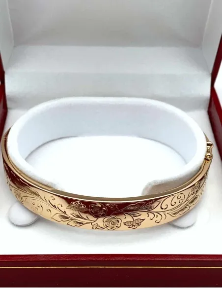 Bracelet Ancien Jonc Filigrane Ouvrant Or 18K