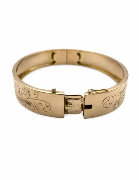 Bracelet Ancien Jonc Filigrane Ouvrant Or 18K