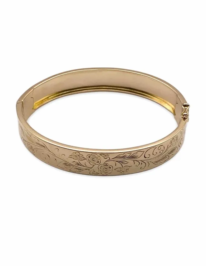 Bracelet Ancien Jonc Filigrane Ouvrant Or 18K