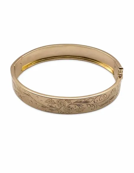 Bracelet Ancien Jonc Filigrane Ouvrant Or 18K