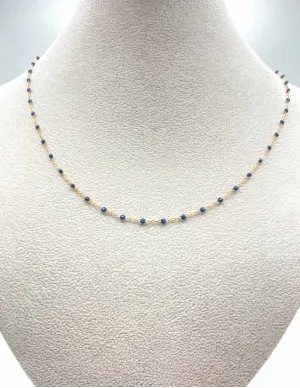 Collier Gigi Clozeau Or Rose 18K Perles Bleues Nuit