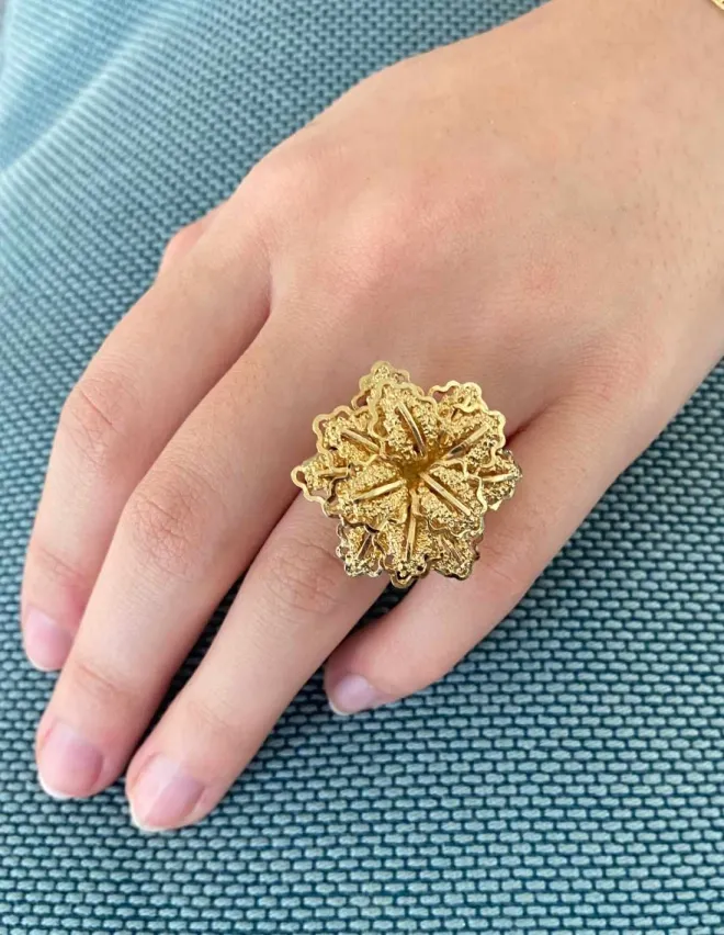 Bague fleur Or Jaune 18K
