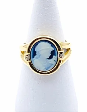 Bague Ancienne Camée Femme Or 18k & Diamants