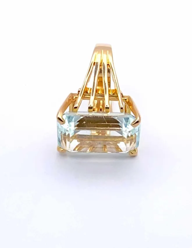 Bague Cocktail Vintage Aigue Marine & Or Jaune