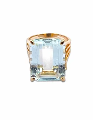 Bague Cocktail Vintage Aigue Marine & Or Jaune