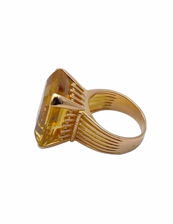 Bague Cocktail Vintage Citrine & Or Jaune 18k