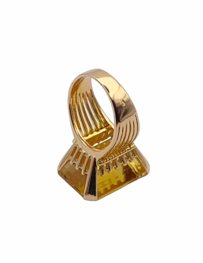Bague Cocktail Vintage Citrine & Or Jaune 18k
