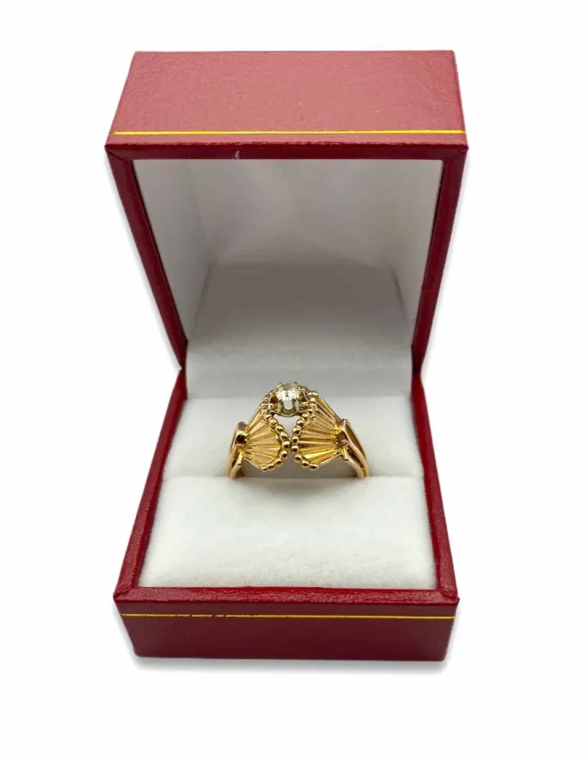 Bague Vintage Drapés Or Jaune 18K & Diamant