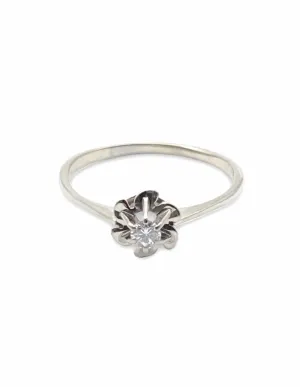 Bague Solitaire Diamant Or Blanc 18k