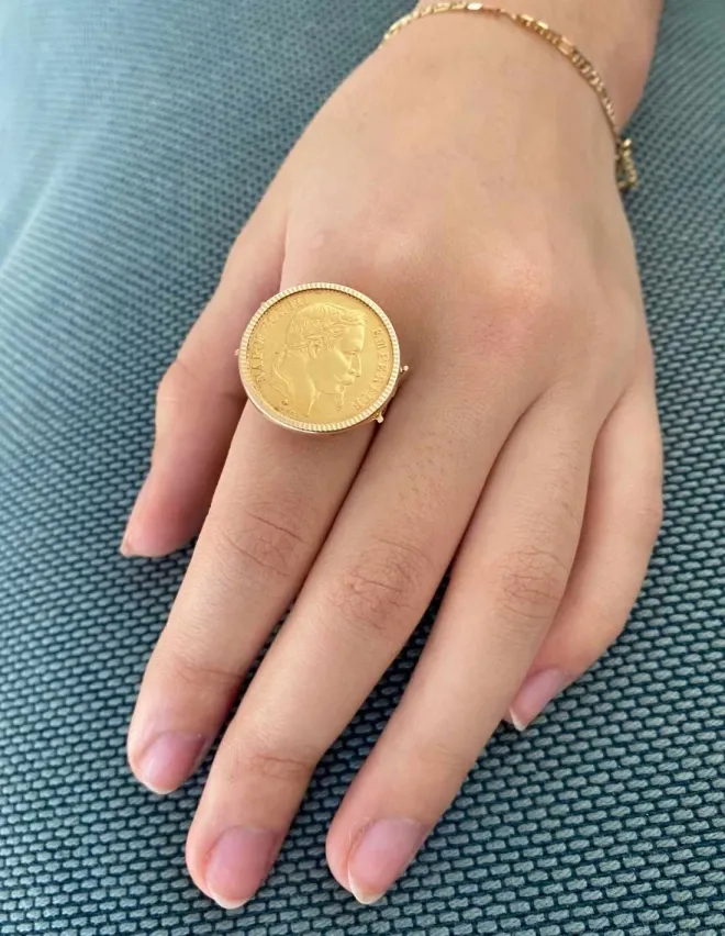 Bague Vintage Or Jaune Pièce 20 Francs