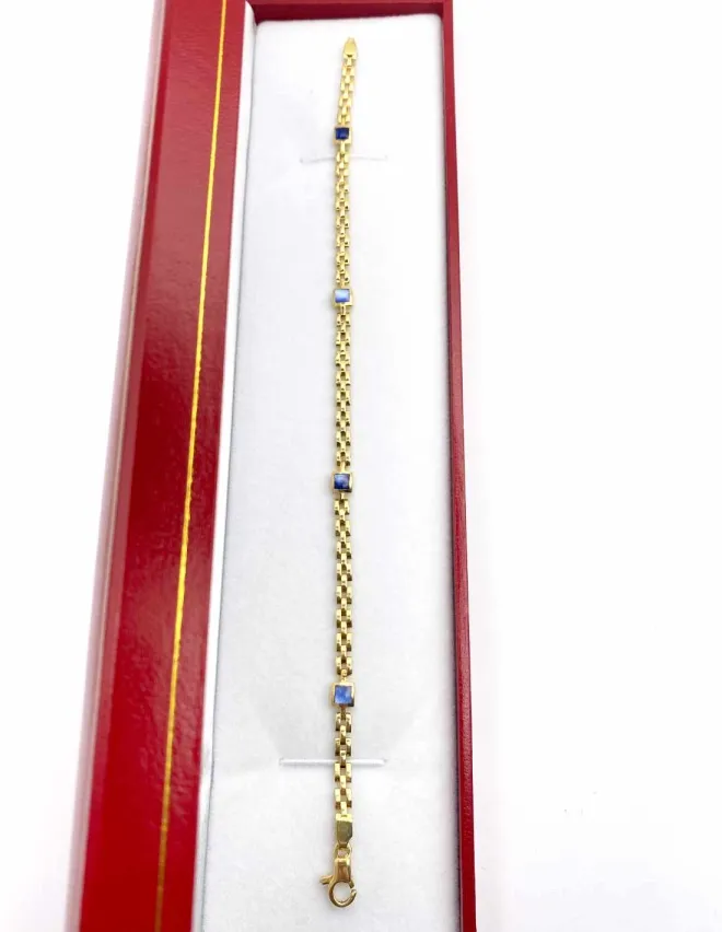 Bracelet Or Jaune 18k & Lapis lazuli