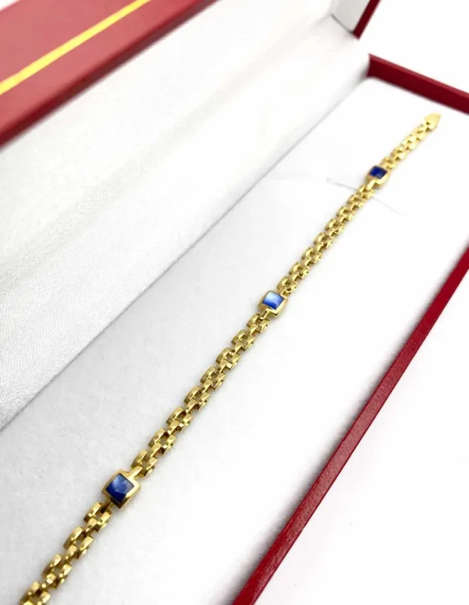 Bracelet Or Jaune 18k & Lapis lazuli