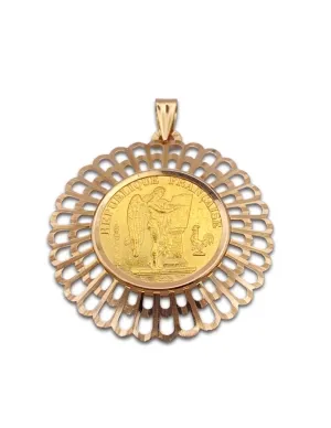 Rare Pendentif Vintage Pièce 2O Francs Or