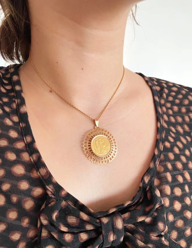 Rare Pendentif Vintage Pièce 2O Francs Or