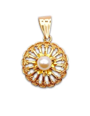Pendentif Vintage Or Jaune & Perle de Culture
