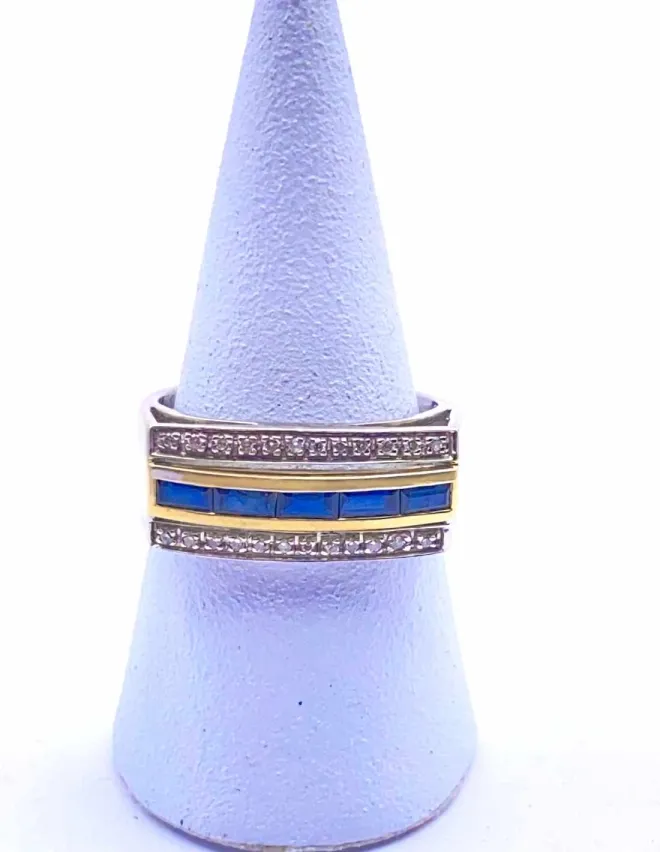 Bague Bicolore 0r 18k Saphirs & Diamants