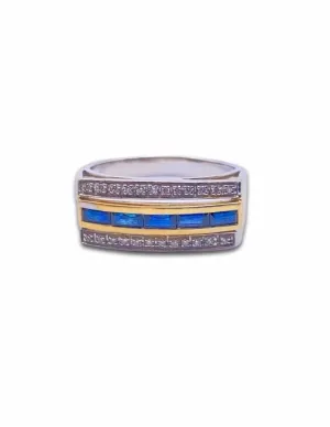 Bague Bicolore 0r 18k Saphirs & Diamants