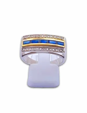 Bague Bicolore 0r 18k Saphirs & Diamants 2