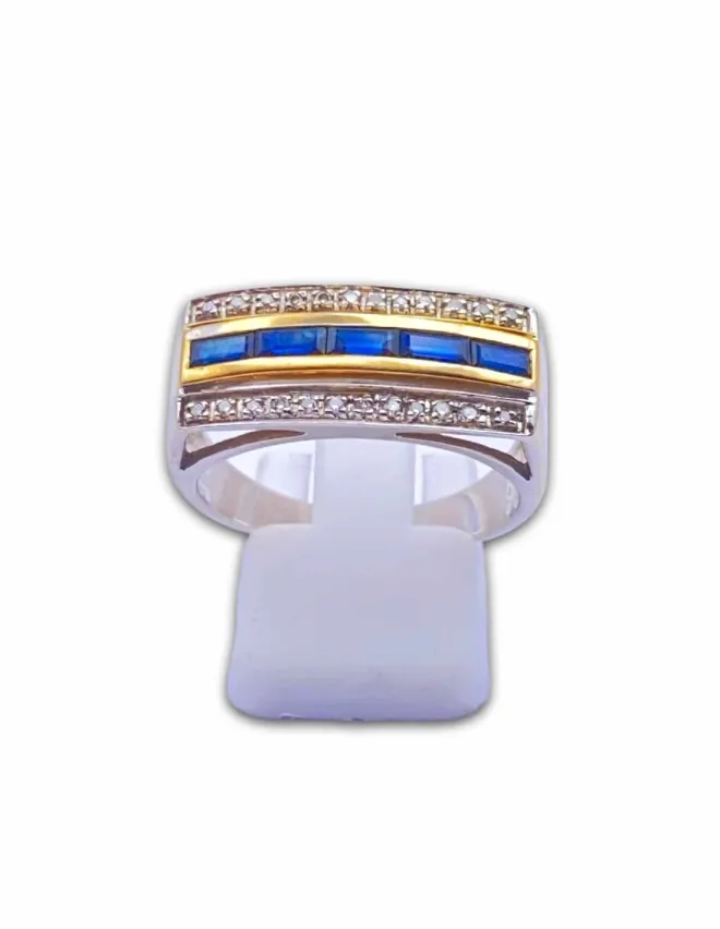Bague Bicolore 0r 18k Saphirs & Diamants