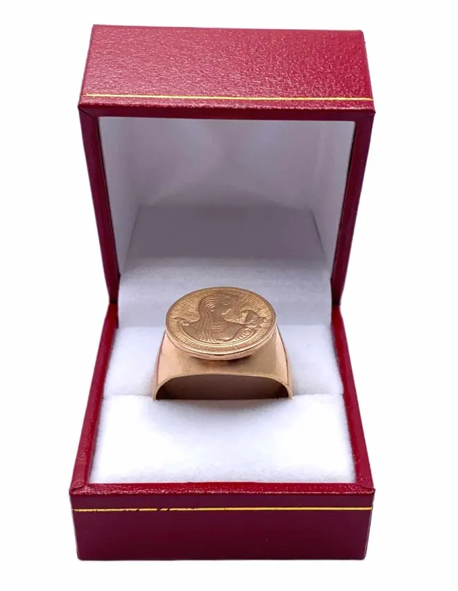 Bague Figure Du Monde Slave en Or Rose 14K