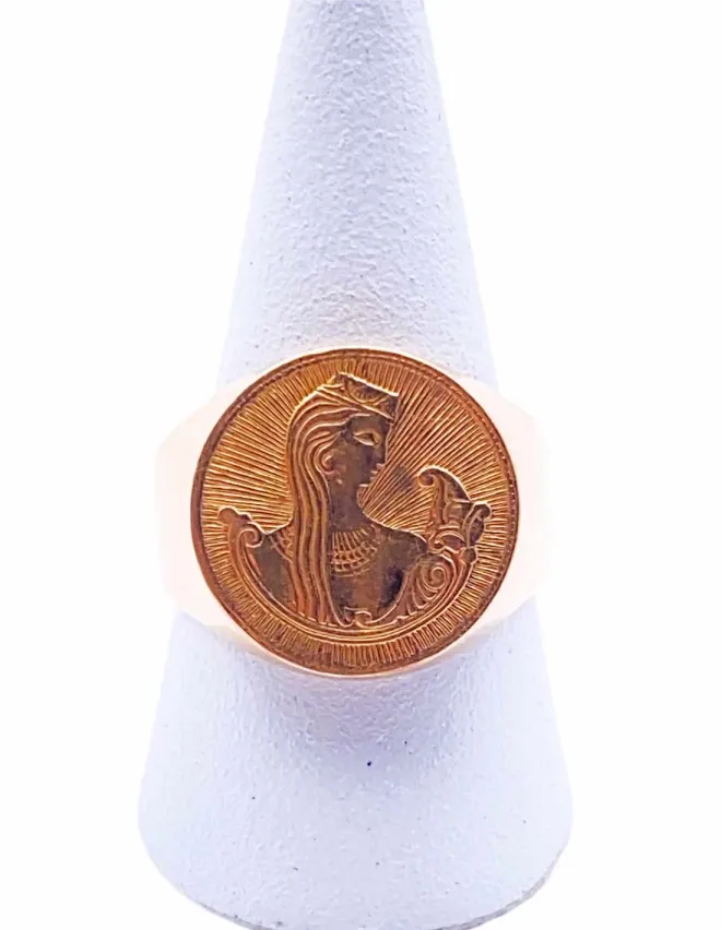 Bague Figure Du Monde Slave en Or Rose 14K