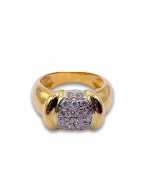 Bague Tank Or Jaune 18K et Diamants