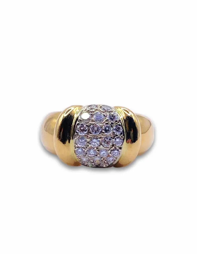 Bague Tank Or Jaune 18K et Diamants