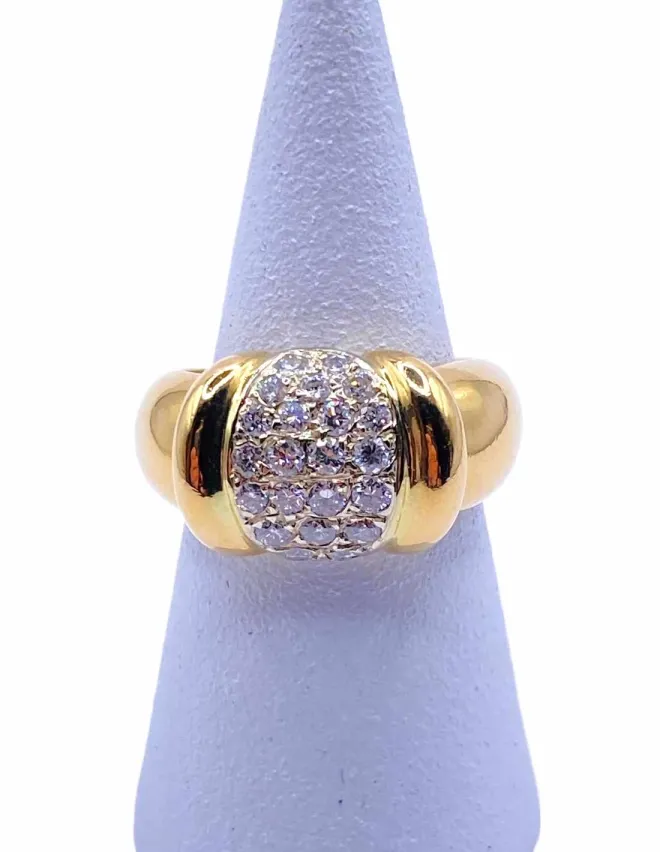 Bague Tank Or Jaune 18K et Diamants