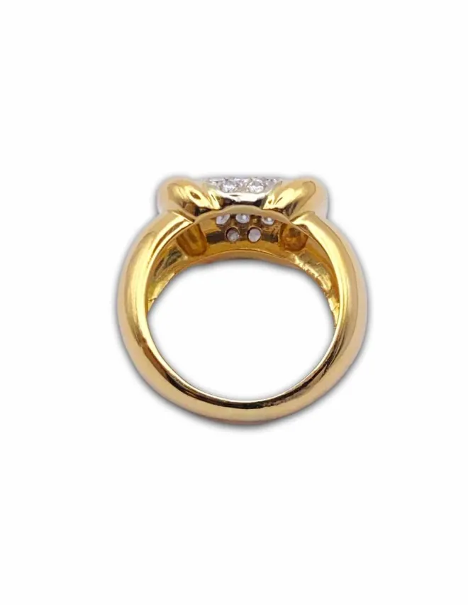Bague Tank Or Jaune 18K et Diamants