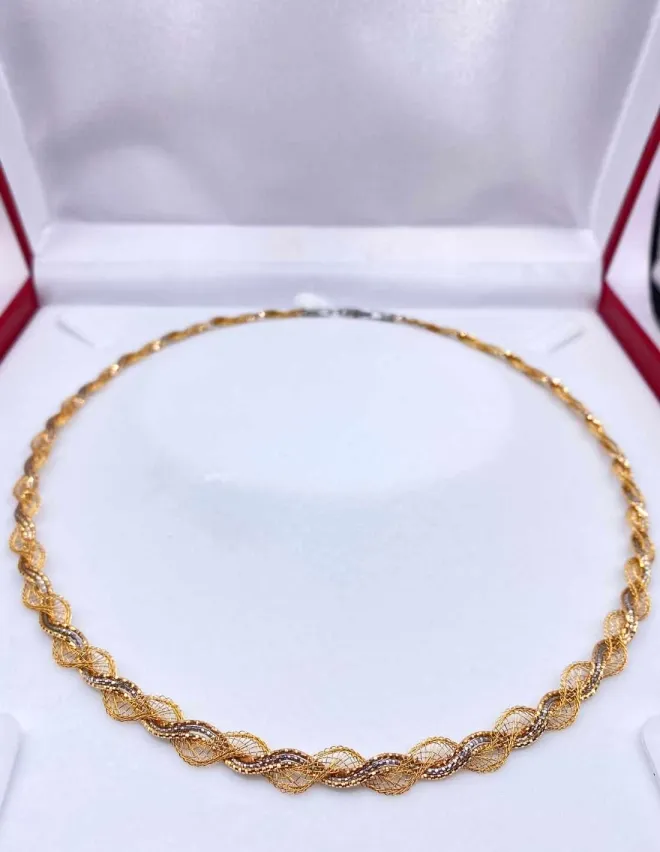 Collier Tressé Fils & Resilles 3 Ors 18K