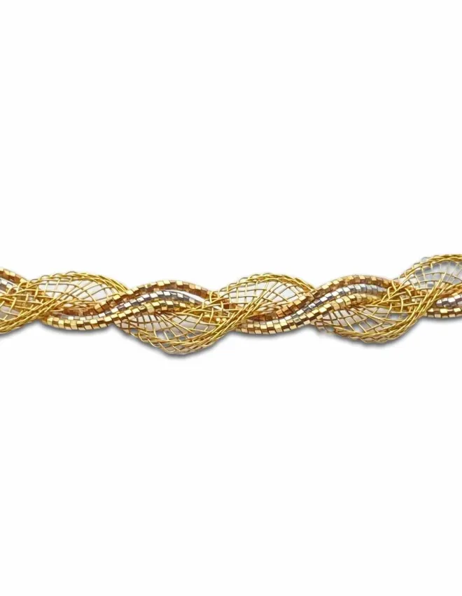 Collier Tressé Fils & Resilles 3 Ors 18K